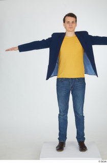  Brett blue formal jacket blue jeans brown ankle shoes casual dressed t pose t-pose whole body yellow t shirt 0001.jpg